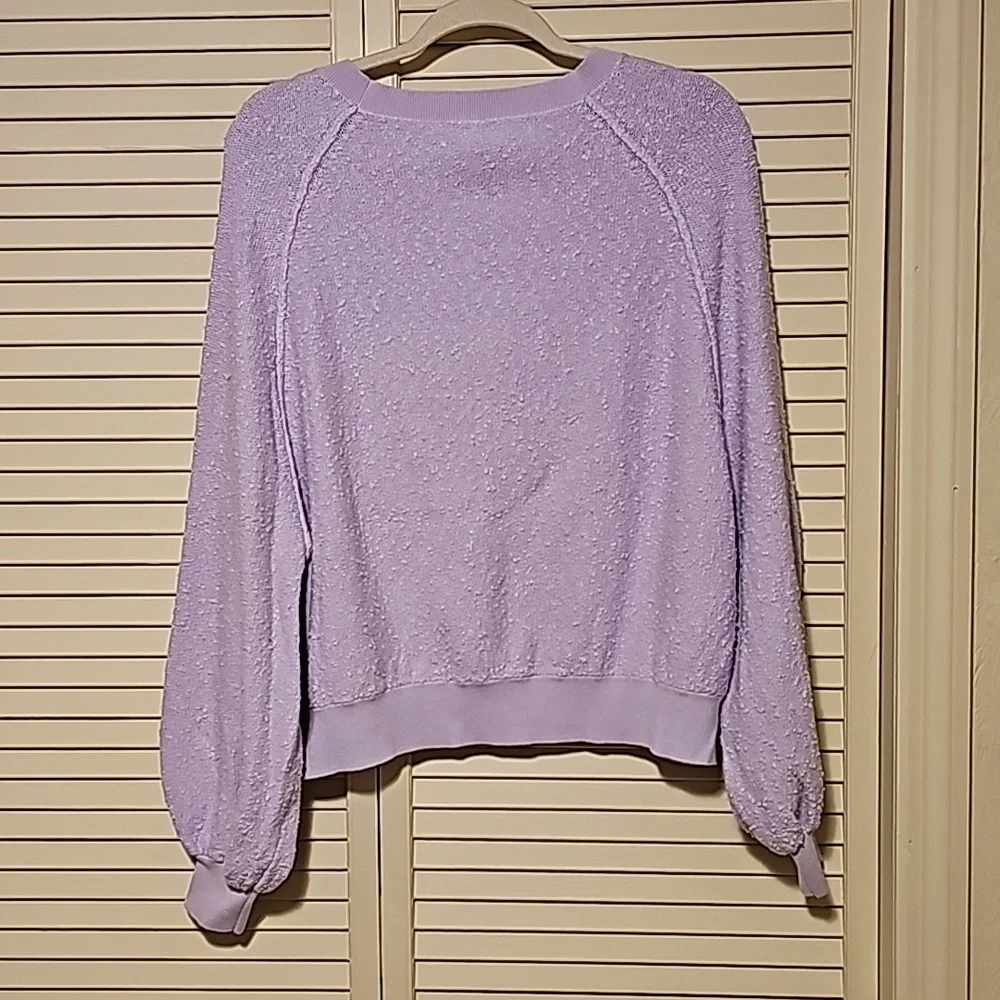 Free People Found My Friend Lavender Boucle Knit Oversized Sweater Size Small - Picture 4 of 6